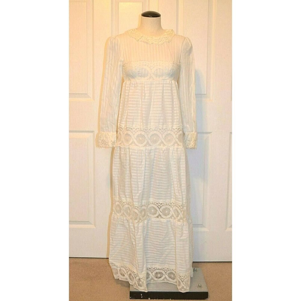 Vintage 1972 California Charmer Maxi Dress & Slip Boho Peasant Prairie Hippie XS